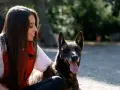 Una chica sonríe mientras acaricia a su perro, pero él parece ajeno, como si mi perro me ignorara.