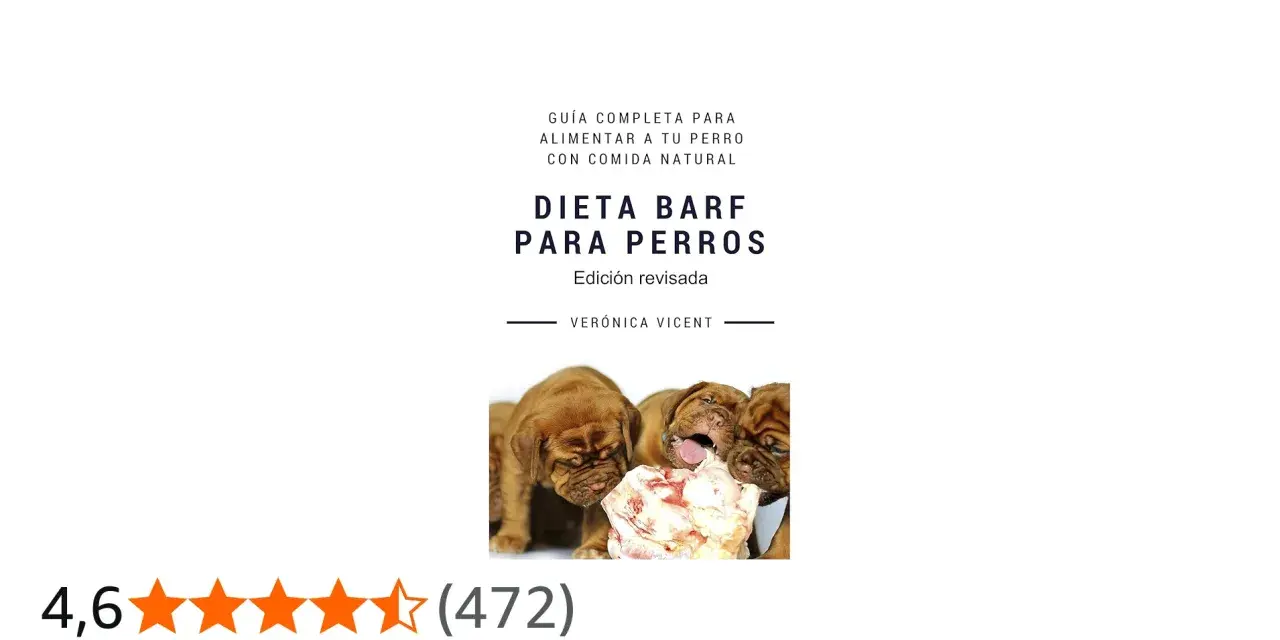 Cachorros comiendo un hueso, parte de una guía sobre dieta barf perros casera.