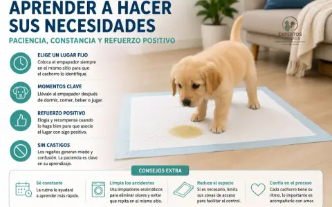 Un cachorro golden retriever aprende a usar el empapador. Consejos para saber cuando quitar el empapador a un cachorro.